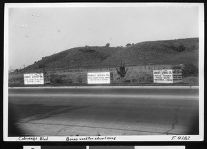 Boxes used for advertising on Cahuenga Boulevard in Los Angeles, April 27, 1936