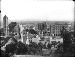 Broadway and Third Street, looking east on Third Street from Olive Street, Los Angeles, 1894