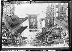 View of Broadway, looking south from Seventh Street during Fiesta Week, November 1931