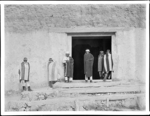 Governor Eusebius and his staff, Acoma Pueblo, ca.1900