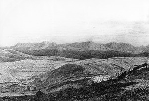 Drawing of the Chavez Ravine area in Los Angeles, ca.1870