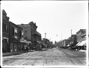 Redlands street scene in the "horse and buggy days", ca.1905