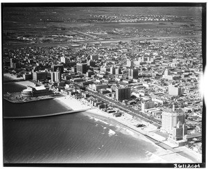 Aerial view of Long Beach showing Rainbow Pier