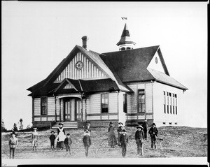 The First School House (?) on Columbia Hill in South Pasadena, ca.1880