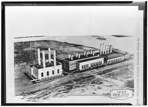 Aerial view of the Long Beach Steam Station, Southern California Edison Company, 1929