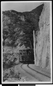 Mount Lowe Railway car on the track in Las Flores Canyon, California