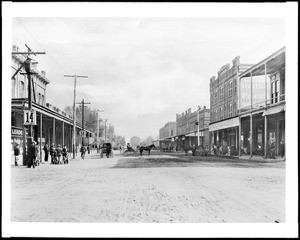 View of shops along Kern Street in Tulare, ca.1905