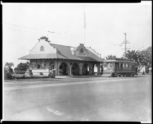 Exterior view of the Pacific Electric Station in Santa Monica, ca.1922