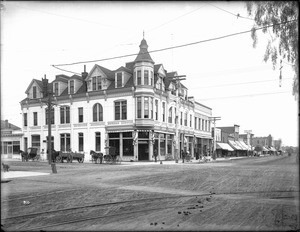 Bank of Santa Monica at the corner of Third Street and Santa Monica Boulevard (then, Oregon Avenue), Santa Monica, ca.1907-1910