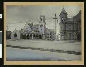 Exterior view of the Redlands Presbyterian Church and Y.M.C.A., 1905