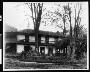 Exterior view of the Y. Martinez adobe near the old home of John Muir, Pinole Valley, ca.1900