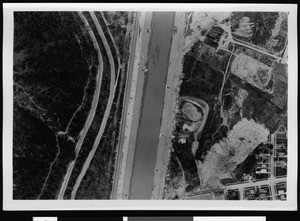 Aerial view of flooding on an unidentified river, 1938