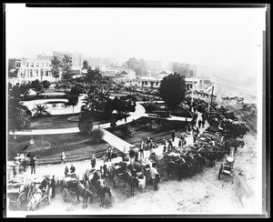 View of an open-air market at the Los Angeles Plaza