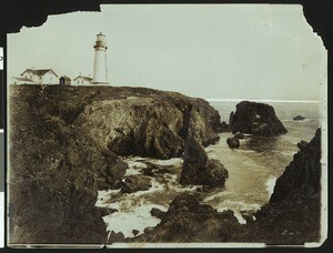 Cape Foulweather Lighthouse from the Pacific Ocean on the Oregon coast