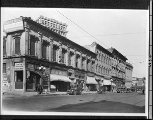 View of Main Street north from Court Street in the Temple Block, Los Angeles, ca.1925