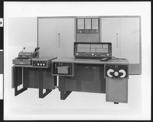 Catalog shot of a big electronics machinery called "Electrodata", ca.1950