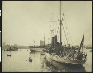 U.S. war vessels in a Portland, Oregon harbor