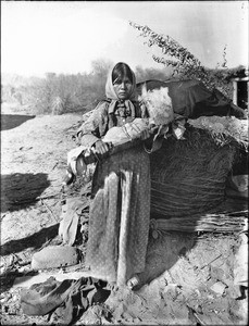 Chemehuevi Indian mother holding her baby, ca.1900