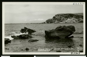 Postcard of rocks at Dana Point near Oceanside, California, ca.1940