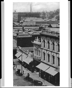 Farmers Bank and Merchants Bank on the west side of Main Street, north of the Downey Block, ca.1880