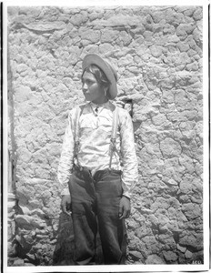 Hopi Indian schoolboy, Rex, who was interpreter for the George Wharton James expedition, ca.1900-1901