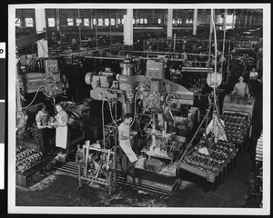 Interior view of an unidentified factory, perhaps a war (?) industry plant, ca.1942