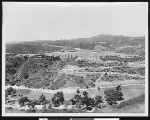 Hilltop view of Will Roger's large ranch, no location, ca.1925