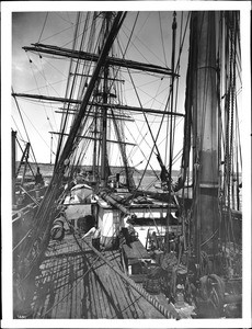 Deck of sailing ship at Port Los Angeles, ca.1905