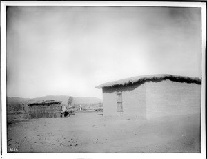 Native Pima Indian dwelling of Lloyd Evans, Pima Indian Reservation, Arizona, ca.1900