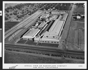 An aerial view of Radioplane Company in Van Nuys, ca.1950