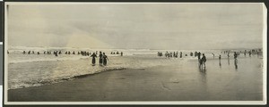 People bathing at Clatsup Beach in Seaside, Oregon