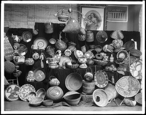 Indian basket collection in the Ruskin Art Club exhibit, ca.1900