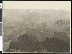 View looking east at "Zoroaster and Shiva Temples" from O'Neils Point, Grand Canyon, Arizona, ca.1900-1930