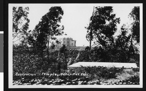 Commercial postcard showing a Rosicurcian Temple in Oceanside, ca.1910