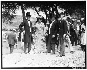 "Wedding of the rails", showing three men and a woman in costume, 1926