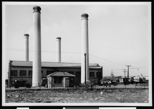 Exterior view of the Department of Public Works rubbish incinerator plant, Los Angeles, ca.1935