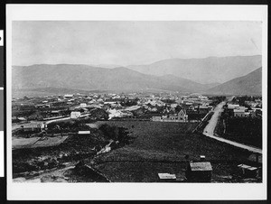 View of San Luis Obispo, showing a swath of field, ca.1900