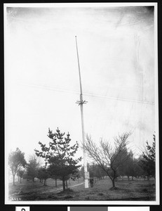 Flag pole, the upper portion of which is the flag pole of the celebrated June 14, 1846 bear flag uprising at Sonoma, 1903