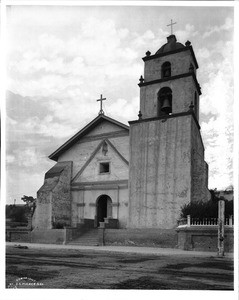 Front of Mission San Buenaventura, California, with bell tower, ca.1903