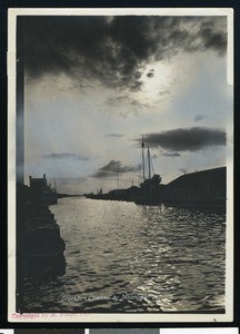 View of the Stockton Channel by moonlight, ca.1900