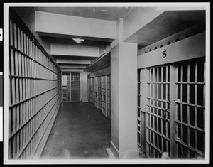 Cell blocks at the Los Angeles County Jail, 1920-1929