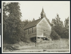 Old abandoned Baptist church in Latonville, ca.1900