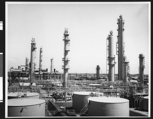 Exterior of the Shell Chemical Corporation exterior, a plant composed of Butadiene producing facilities, in August 1955