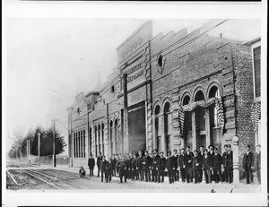 Powerhouse and main offices of the L.A. Traction Company building on the southwest corner of Twelfth and Georgia Bell Streets, 1897