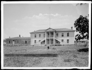 Exterior view of Colton Hall, the old State House where the first California Legislature was held in 1850, Monterey, ca.1890