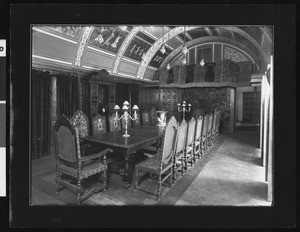 Interior view of the dining room of the J. Waldren Gillespie residence in Montecito near Santa Barbara, ca.1911