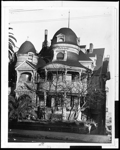 Exterior view of the Melrose Hotel on Grand Avenue between First and Second Streets