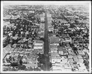 An aerial view of Hollywood Boulevard, looking east, California, ca.1925