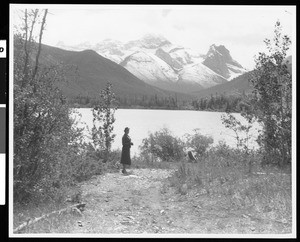 Woman near a lake, Canada, ca.1930-1939