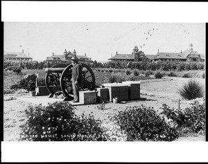 Portrait of a veteran standing near a cannon on the grounds of the Soldiers' Home in Santa Monica, CA